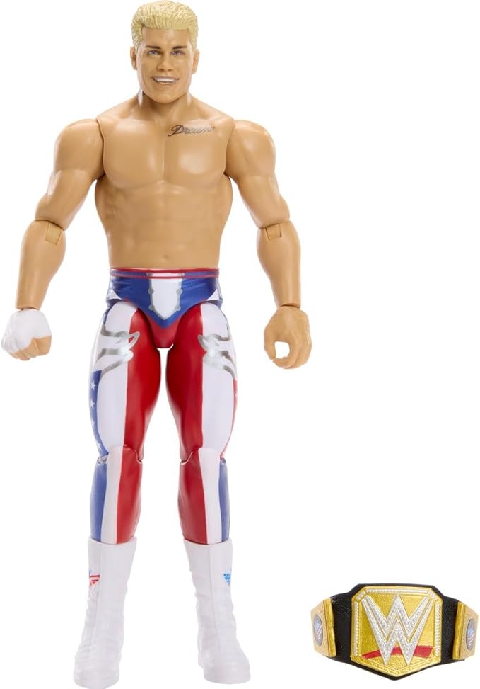 WWE Cody Rhodes Main Event Series Champions 2026 Action Figure with Championship Title, 6-inches