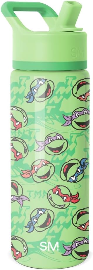 Simple Modern Kids Summit Water Bottle with Straw Lid | Teenage Mutant Ninja Turtles 18oz Stainless Steel Cup Insulated Tumbler for Boys, School | TMNT Mutant Ooze
