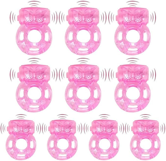 10 Pcs Disposable Vibrating Penis Ring, Clitoral Mini G spot Stimulator， for Increased Stamina & Enhanced Erections, Female Clit Vibrator Adult Toy，for Couples Pleasure，Improved Female Pleasure
