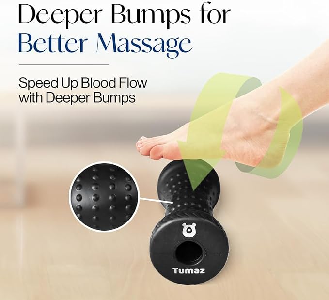 Tumaz Foot Roller for Plantar Fasciitis Relief，Foot Massage Roller for Alleviate Planter Fasciitis Pain,Arch Pain,Trigger Points & Deep Tissue, Portable - Reflexology Tool,Black