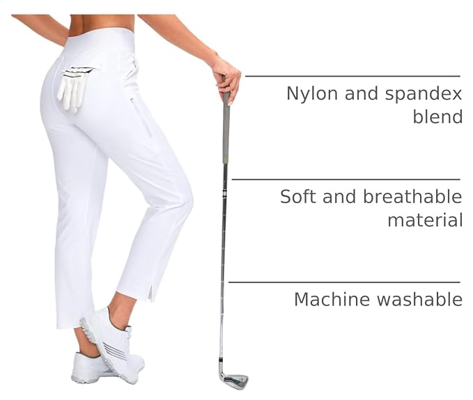 YYV Women's Golf Pants High Waist Stretch Ankle Pants with Pockets | Work Ankle Pants, Dress Pants with 4 Pockets, For Yoga Business Travel Casual