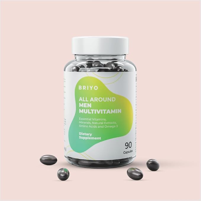 Briyo All Around Men - Multivitamin for Men with 38 Essential Vitamins, Minerals, Omega 3 and Plant Extracts – Supports Energy Immunity – Live Strong with One Daily Clean Capsule