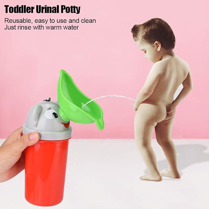 Portable Potty Urinal, Leakproof Reusable Emergency Pee Cup with Strap and Silicone Seal for Travel Camping Baby Kids Princess Style ABS Yellow 18.5 x 8.5 x 8.5cm 1 Pack