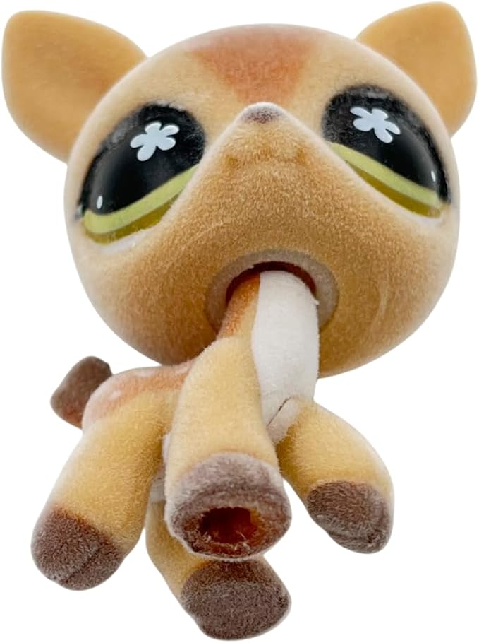 Custom Flocked Pet Shop Toy Fuzzy Animal Figure Short Hair Cat Kitty Kitten Deer OOAK (Tan #634)
