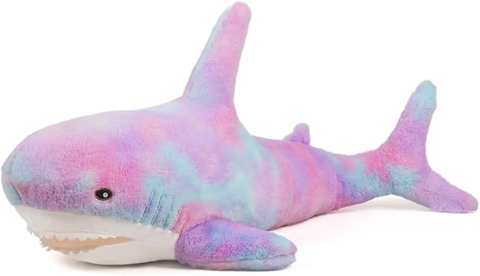 Giant Shark Stuffed Animals Plush, Large Shark Plush Pillow with 4 Little Sharks, 100cm/39.4inches Colorful Sharks Plush Toy Gifts for Kids(Purple)