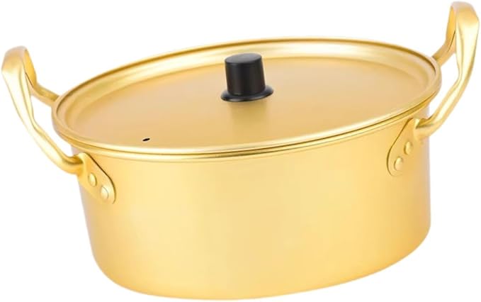 Korean Ramen Pot Kimchi Soup Pot Multipurpose Kitchen Cookware Aluminum Stockpot Korean Ramen Noodle Pot Seafood Troop Pot, 22cm