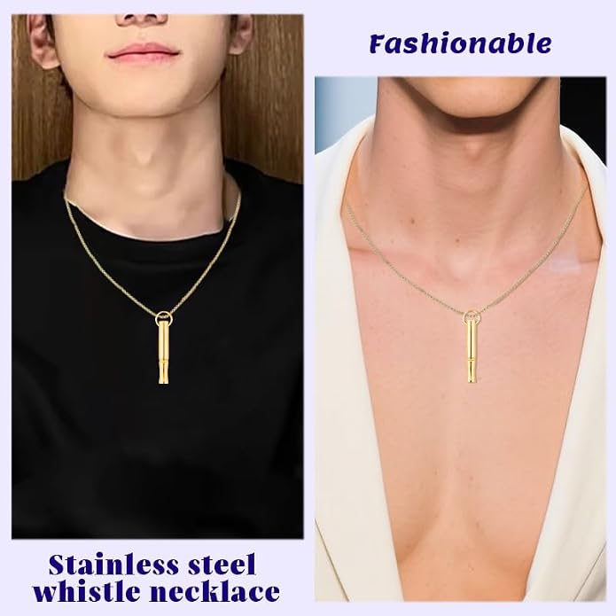 Mindful Breathe Necklace for Men Women Quit Smoking Breathe Whistle Pendant Stress Relief Necklace Anxiety Relief Gift