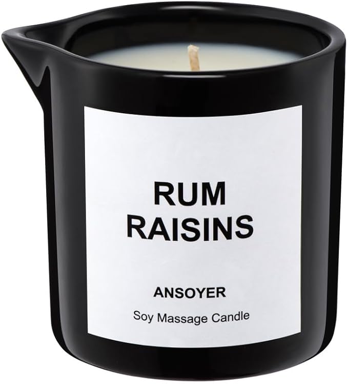 Massage Oil Candle, Ultra Hydrating Body Care with Soybean Oil, 8.1oz, Rum Raisins Scent, Amazing Gift