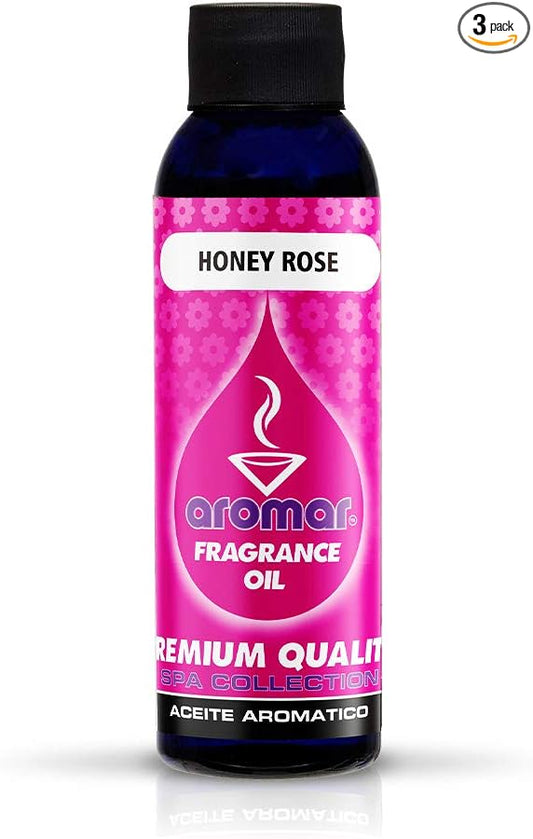 AROMAR Premium Fragrance Oil, 4oz Bottle 3 Pack Long Lasting Aromatic Scent, Fresh and Revitalizing Aromatherapy for Living Room, Bedroom, and Kitchen 12oz Honey Rose