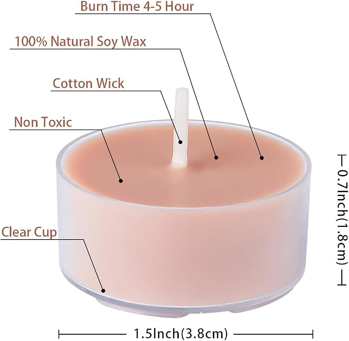 DEYBBY Natural Velvet Wood Scented Soy Wax Tealight Candles Bulk, Aromatherapy Luxury Tea Candle Set of 12-4 Hour Burning Great Gift