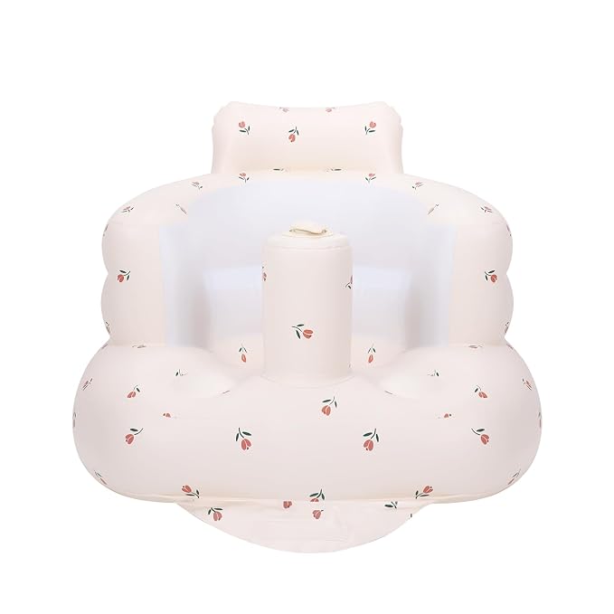 AirSwim Inflatable Baby Chair, Inflatable Baby Seat for Babies 3 Months and Up, Summer Blow Up Chair with Built in Air Pump, Infant Floor Seats for Learning to Sit, Palying, Camping, Tulip