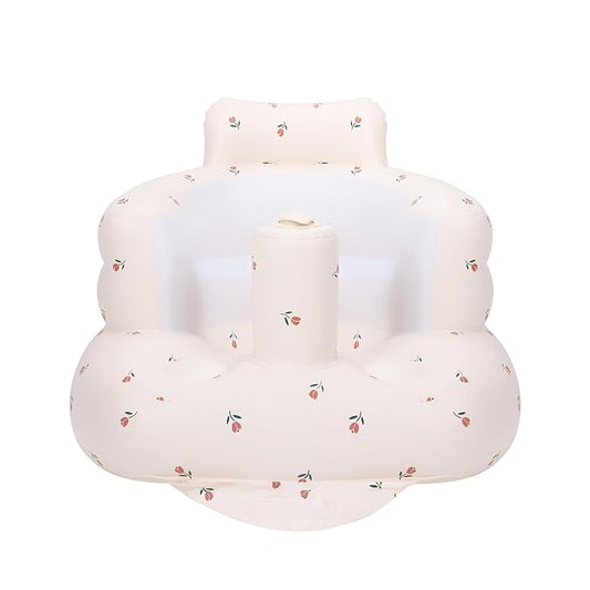 AirSwim Inflatable Baby Chair, Inflatable Baby Seat for Babies 3 Months and Up, Summer Blow Up Chair with Built in Air Pump, Infant Floor Seats for Learning to Sit, Palying, Camping, Tulip