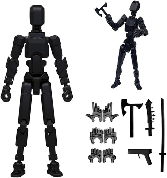 Titan13 Robot Action Figure,Lucky Robot 13 Action Figures, Creative 3D Printed Action Figure, Multi Jointed Action Figures Desktop Decorations for Kids Adult (Black 1pc)