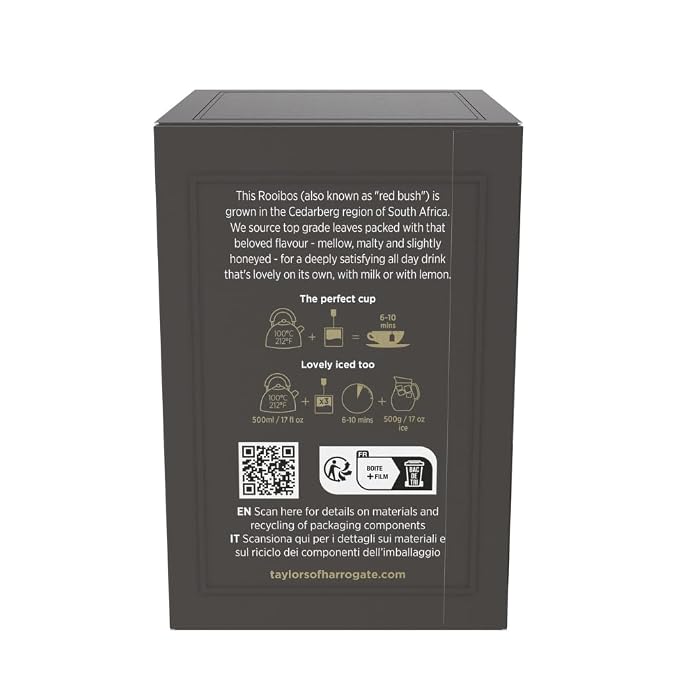 Taylors of Harrogate Rooibos Tea, Individually Wrapped Bags, 20 Count (Pack of 1), Mellow, Malty, and Slightly Honeyed, Caffeine-Free, Enjoy Hot or Iced, 20 Teabags