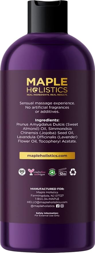 Alluring Massage Oils for Massage Therapy - Maple Holistics Massage Oil Kit with Aromatherapy Lavender Massage Oil Plus Vanilla Massage Oil for Sensual Aromatherapy Made with Pure Essential Oils