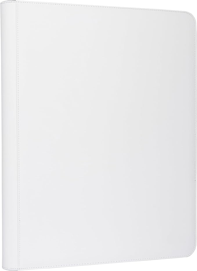 GrinOwl 16 Pocket Top loader Binder, Holds 640 Top Loaders, Large Top loader Card Binder with Sleeves for Cards in 3" x 4" Top loaders (White)