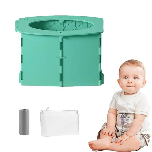 Travel Potty for Kids, 2025 New Reusable Portable Folding Potty for Toddler, Foldable Toilet for Outdoor Camping, Toddler Potty Seat (Green)