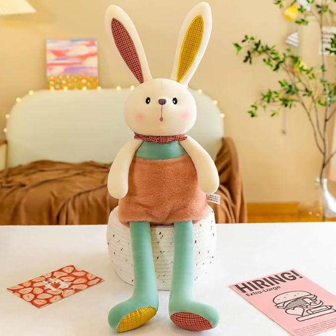 Plush Bunny -17'' Plush Stuffed Rabbit Pull-Out Ears and Legs, Cute Bunny Rabbit Soft Plushie Toy