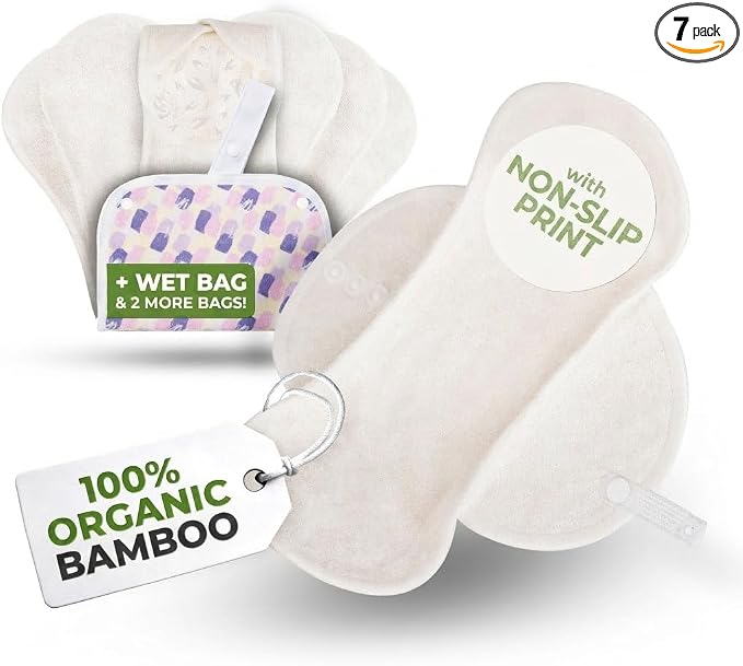 Non-Slip Reusable Organic Panty liners for Women & Teens (SMALL 7-Pack) – 100% Breathable, High-Temp Washable Cloth Panty Liners for Vaginal Discharge – Soft Viscose Keep You Fresh & Dry for Daily Use