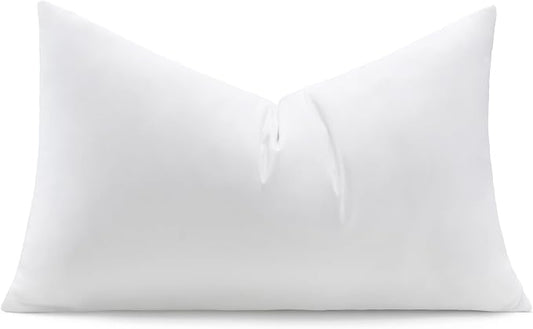 puredown® 14x24 Feather Down Pillow Insert, Set of 1 Lumbar Pillow Inserts for or Bed Cushion Couch Sofa, Decorative Fluffy Pillow Insert with Down-Proof Cover