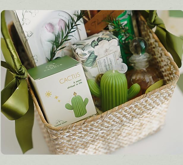 4 Scented Cactus Candle Gift Set, Moss Green Sage Green Pink White, Arizona Boho Spring Summer Gifts for Women, Friends & Classmates