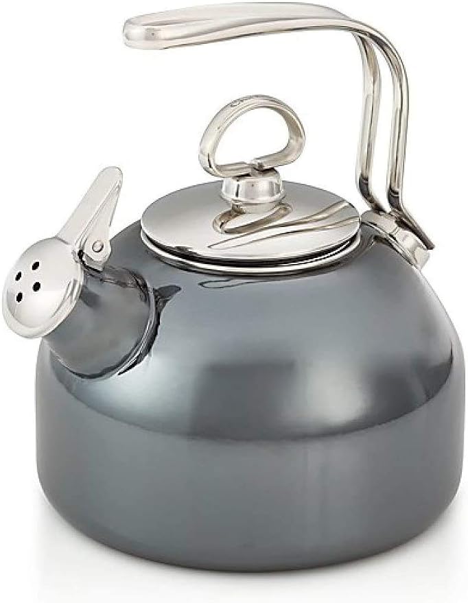Chantal Classic Teakettle, 1.8 QT, Enamel On Steel, 2-Tone Harmonica Whistle, Rapid Boil and Even Heating (Onyx)