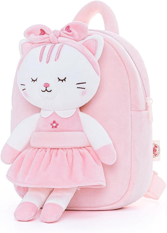 Lazada Cat Toddler Backpack Kitty Kids Backpacks for Girls with Detachable White Cat Toy 9" Age 2+