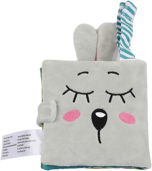 bebe mondo Bunny Baby Mirror Toy – Soft Crinkle Cloth Book for Tummy Time, Easter Baby Gift, Infant Sensory Toys 0-6-12 Months, Rabbit Touch & Feel Developmental Book, Shower Gift for Boys Girls