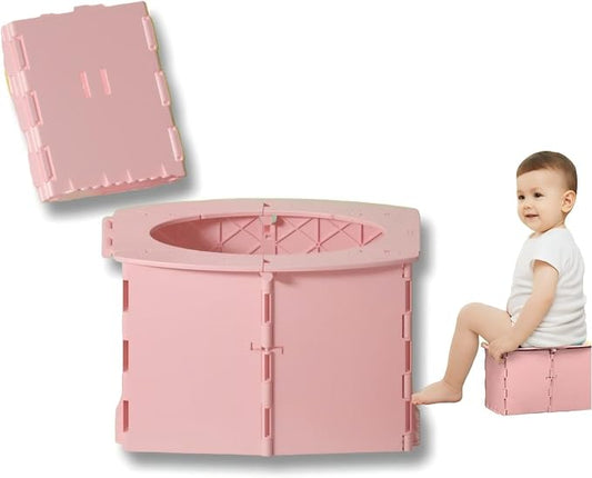 VUFVOID Travel Potty for Kids, Reusable Portable Folding Potty for Toddler, Travel Foldable Toilet for Travel Outdoor Camping, Toddler Potty Seat for Baby Training (Pink)