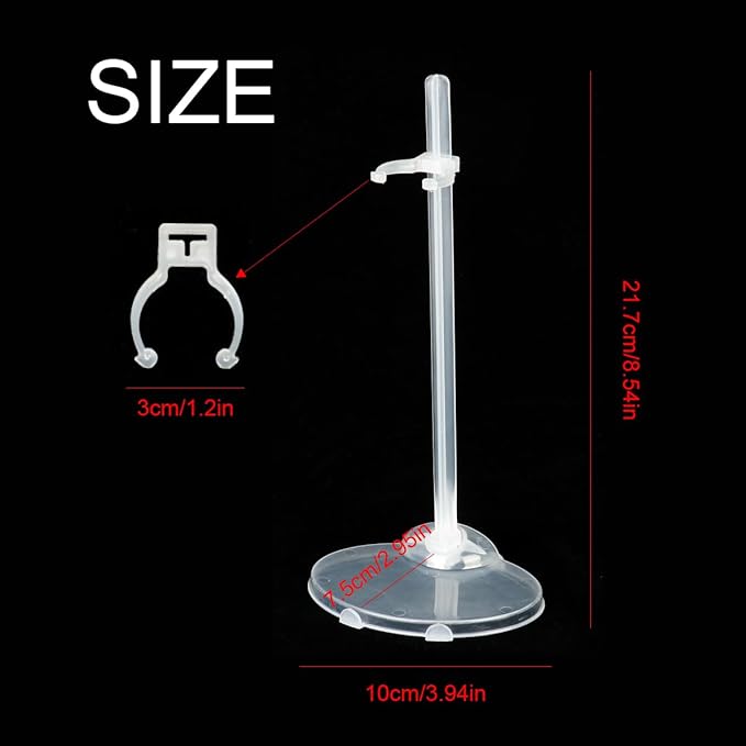 QINGZHE 22Pcs Adjustable Doll Stands, Plastic Doll Display Holders, Clear Action Figure Stand, Toy Dolls Accessories, Transparent Display Stand Support for 11 to 13 Inch Tall Dolls