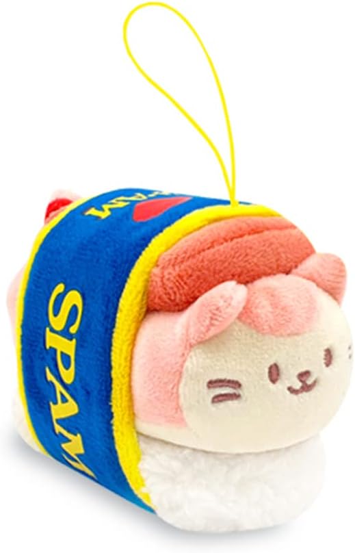 Anirollz Stuffed Animal Plush Keychain - Official SPAM Musubi Plush Toy |Soft, Squishy, Warm, Cute, Comfort, Safe| Pillow with Kitty - Birthday Deco Graduation Gift 4" Kittiroll