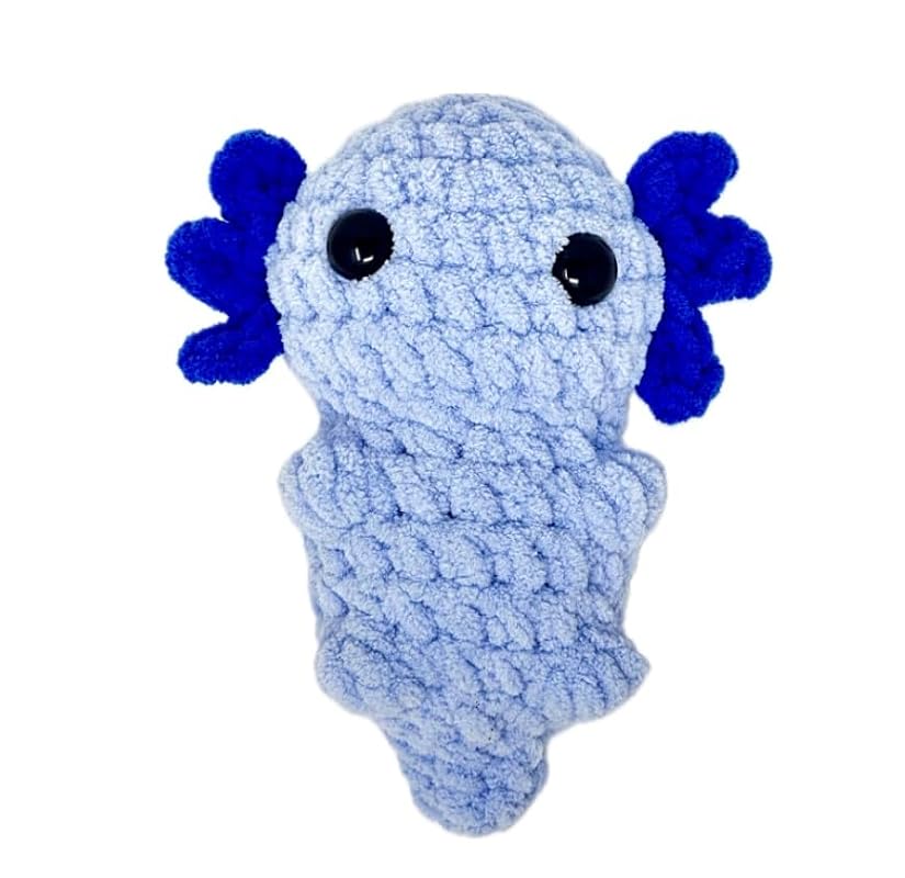 Axolotl Adorable Handmade Crochet Axolotl Stuffed Toy - Baby Axolotl Perfect Plushie for Girls & Boys, Soft and Huggable, 6 inches tall (Blue)