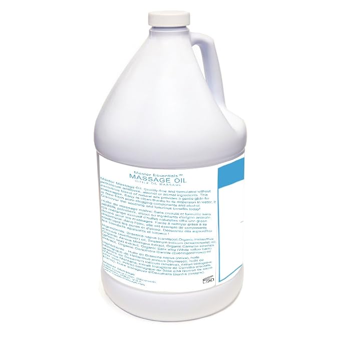 Master Massage Unscented Organic Massage Oil - Water-Soluble, Vitamin-Rich, Skin-Nourishing Formula, Ideal for Professionals and Home Use, 1-Gallon Bottle, Pack of 4