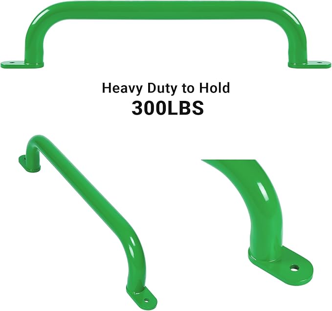 ESPETS 6 Pack 17 Inch Green Metal Safety Handles for Playground - Swing Set Accessories Grab Handles, Playset Hand Grips, Kids Indoor Monkey Bars for Jungle Gym, Climbing Frame
