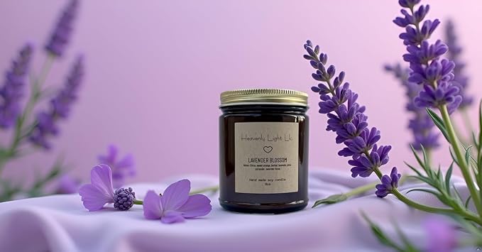Heavenly Light LLC Lavender Blossom 100% Non-Toxic 9 oz Scented Soy Wax Candles