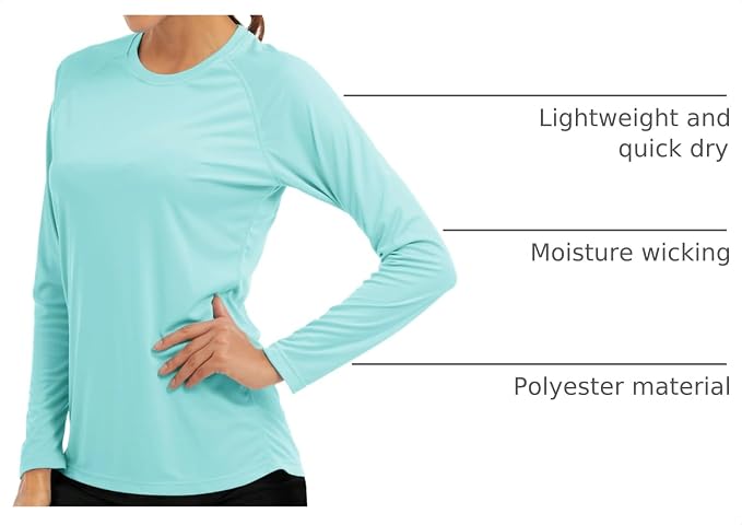 MAGCOMSEN Women's Long Sleeve Shirts UPF 50+ Sun Protection Shirts for Hiking Fishing Workout Rash Guard