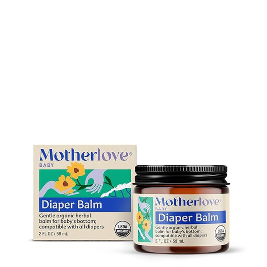 Motherlove Diaper Balm (2 oz) Organic Herbal Diaper Cream—Cloth Diaper Safe, Zinc Oxide- & Petroleum-Free