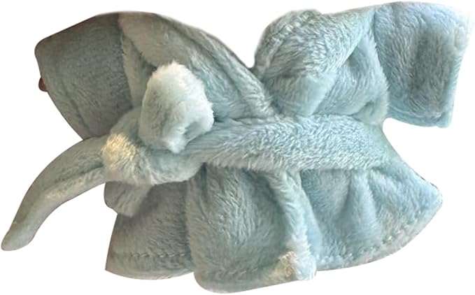 Blue Bathrobe for Labubu Dolls, Plush Robe Outfit for Popmart Figures, Cozy Loungewear for Labubu Clothes Collection