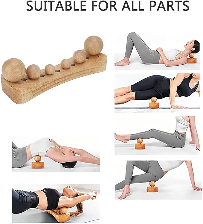 Psoas Muscle Release Tool Wooden Body Massage Tool Trigger Point Wood Massager with 6 Massage Heads for Occipital Cordus Back (A)