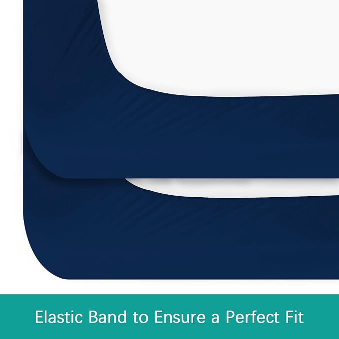 Waterproof Crib Sheets for Standard Crib Mattress, 2 Pack Navy Blue Crib Sheets, Ultra Soft Crib Mattress Sheets for Baby Boys & Baby Girls