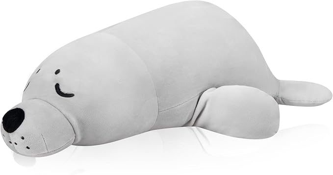 My OLi 18'' Seal Stuffed Animal Pillow Plush Toy Cuddle Pillow Plushies Stuffed Seal Plush Pillow Soft Hugging Pillow Plush Toys Gift for Kids Adults