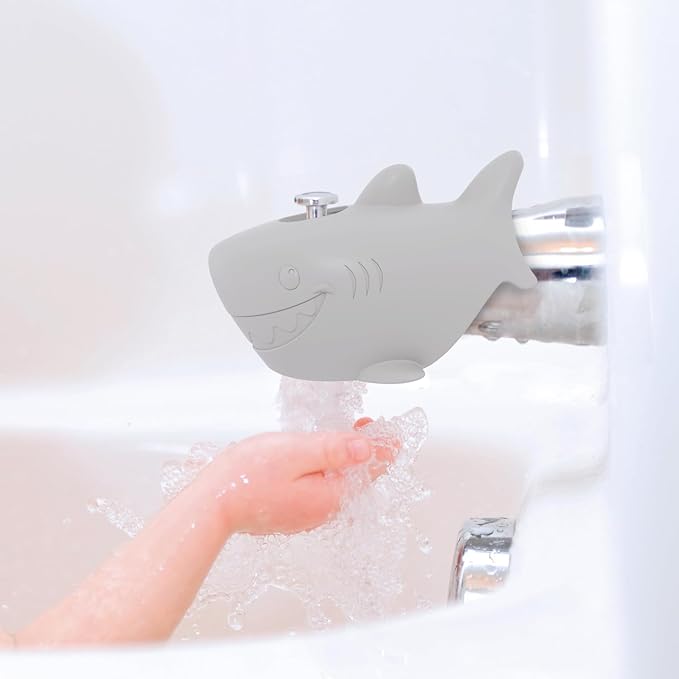 Nuby Bathtub Safety Spout Guard - Compatible with Most Standard Faucets - Bath Toys - Shark
