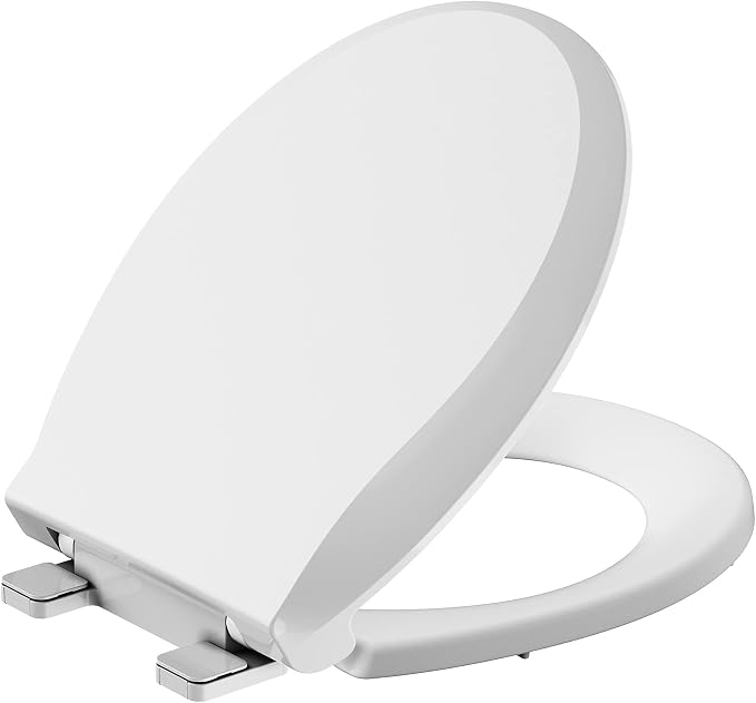GAOMON Durable Round Toilet Seat with Slow Soft Close - Easy to Install and Clean, Never Loosens - White, Fits Most Round Toilets