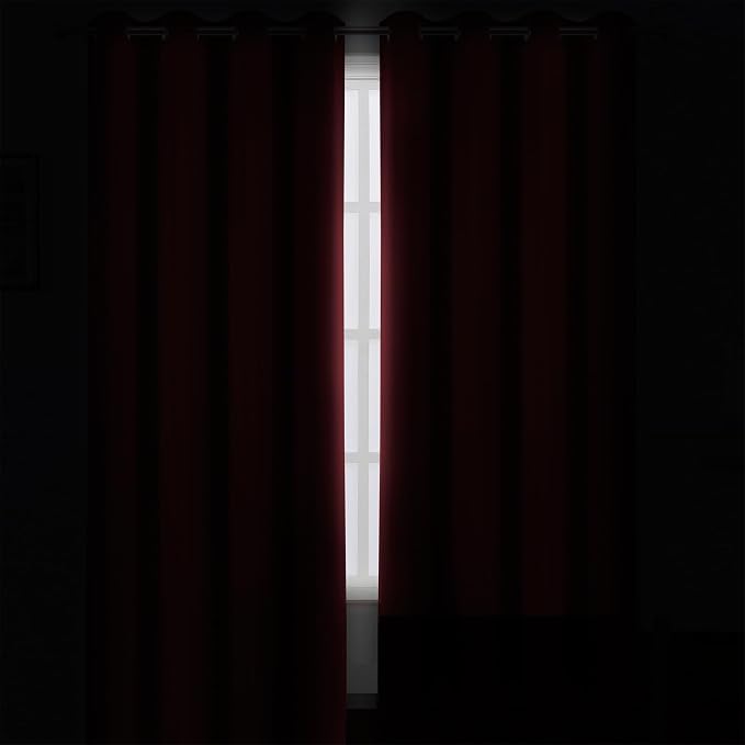 LEMOMO Burgundy Red Blackout Curtains 34 x 84 Inch Length/Set of 2 Curtain Panels/Thermal Insulated Room Darkening Blackout Curtains for Bedroom