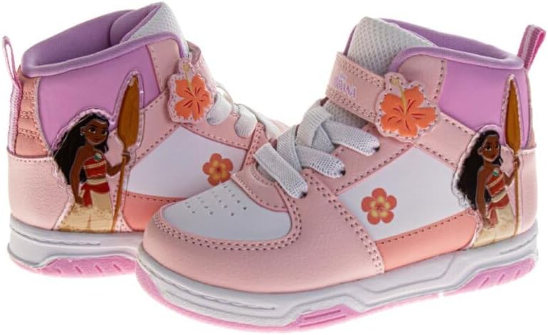 Josmo Girls High Top Sneakers Minnie Mouse Frozen Elsa Anna Paw Patrol Skye Lilo & Stitch Moana Character Shoes for Girls Size Toddler to Little Kid