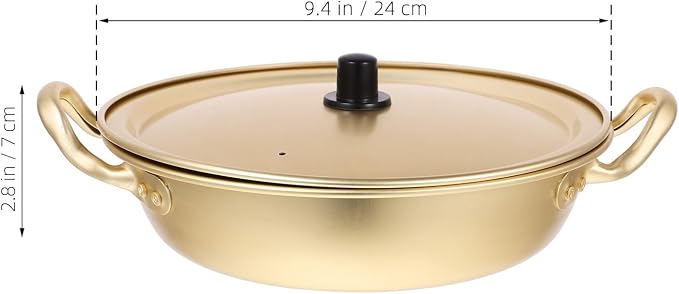 Luxshiny Korean Ramen Pot Lightweight Aluminum Noodle Cooker with Lid Double Handles Fast Heating Camping Cookware 9.44X9.44X2.75In