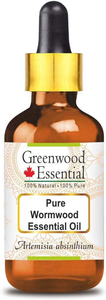 Greenwood Essential Wormwood Essential Oil (Artemisia Absinthium) with Glass Dropper | Pure | Non-Sticky | Non-Greasy | Lightweight | Men & Women | All Skin Types | Steam Distilled 50ml (1.69 oz)