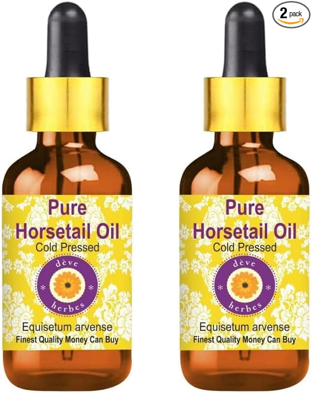 Deve Herbes Horsetail Oil (Equisetum arvense) with Glass Dropper | Cold Pressed | Pure | for Diluting Essential Oils | Hair, Skin & Massage | Non-Sticky | Lightweight | Unisex | 50ml X 2 (3.38 oz)