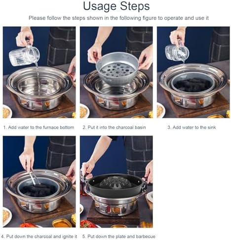 Asixxsix Thai Korean BBQ Grill Pan, Aluminum BBQ Grill Topper, 2 in 1 Non Stick Smoke Steak Grill Charcoal Pan Pork Hot Pot, Even Heating Barbecue Grill Plates, Camping BBQ Pan (35cm/13.78in Black)