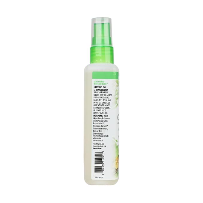 CRYSTAL Deodorant Mineral Deodorant Spray, Vanilla Jasmine, 4.0 oz, White (41991)